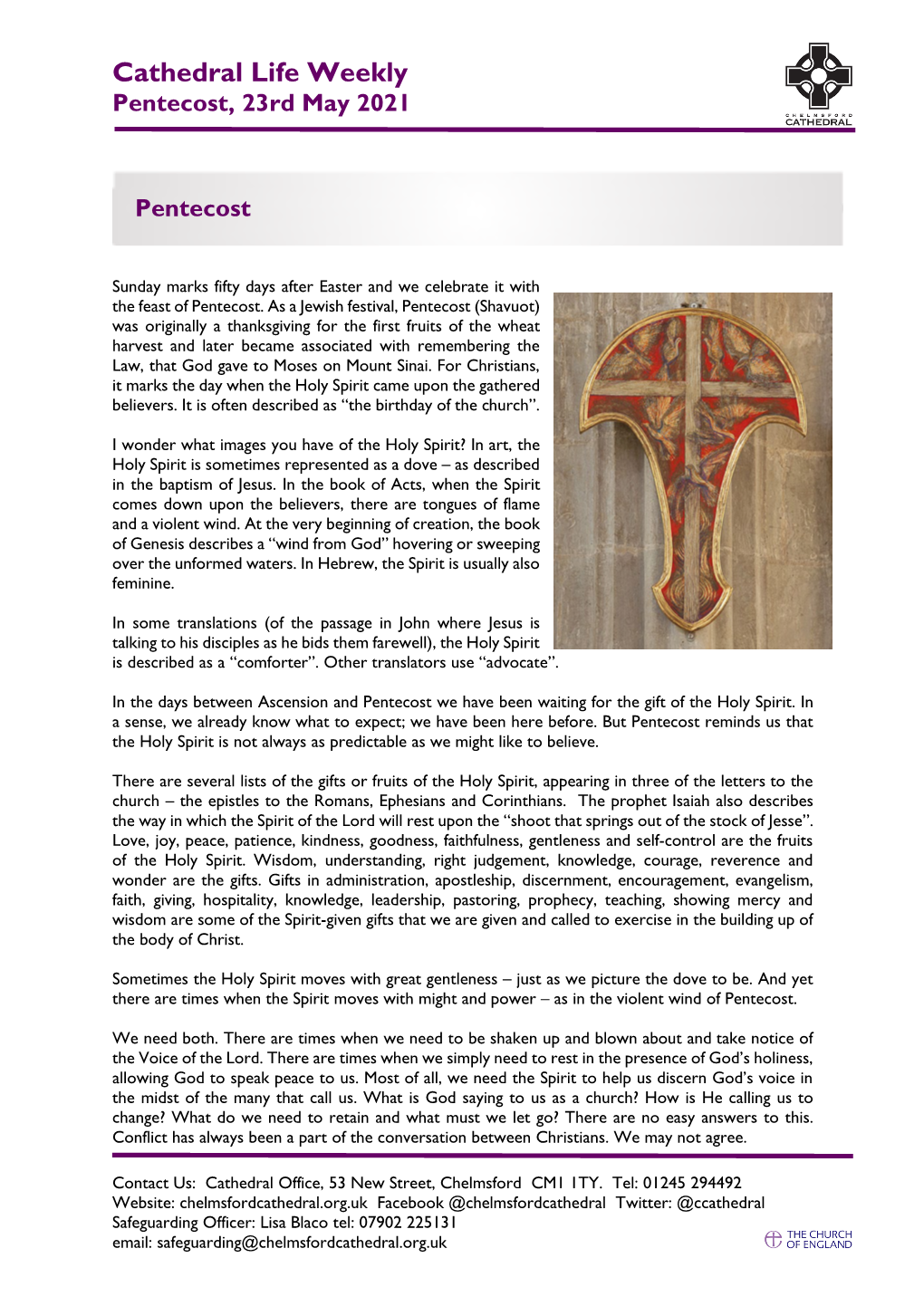 Cathedral Life Weekly Pentecost, 23Rd May 2021