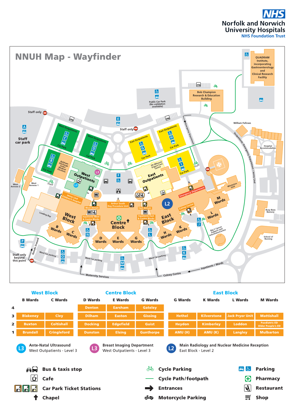 NNUH Map - Wayfinder Institute, Incorporating Gastroenterology and Clinical Research Facility