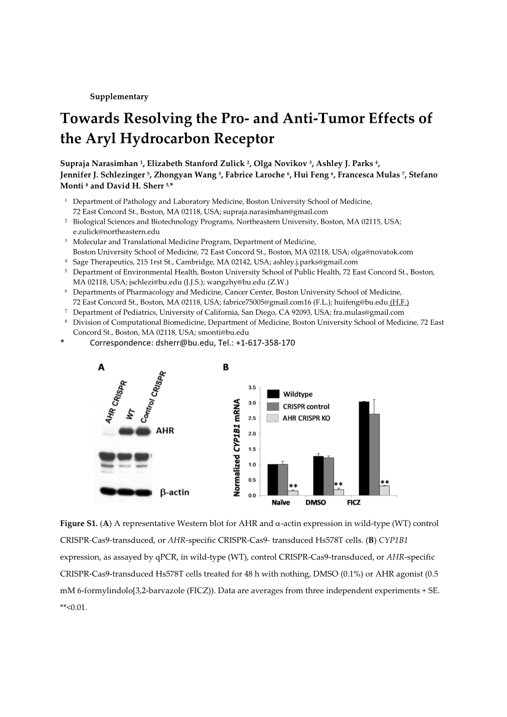 And Anti-Tumor Effects of the Aryl Hydrocarbon Receptor