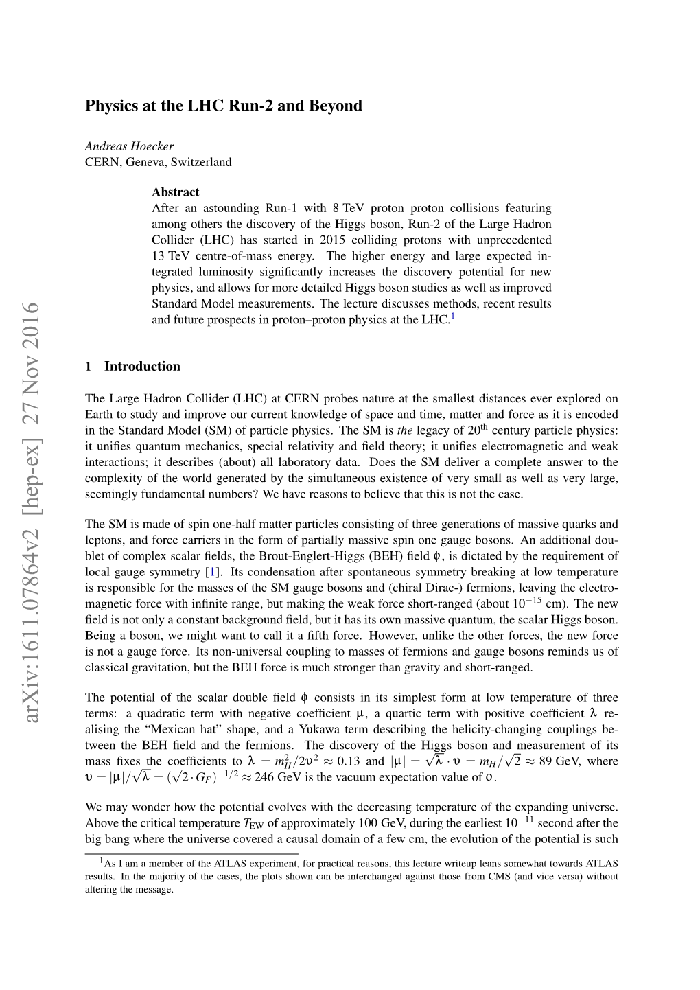 Arxiv: Physics at the LHC Run-2 and Beyond