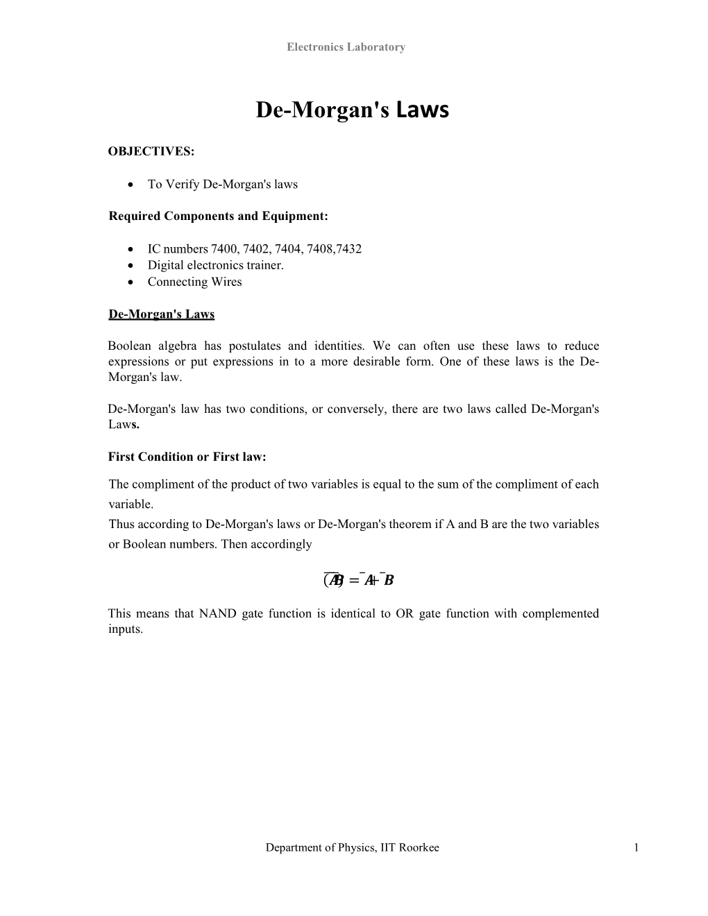 De-Morgan's Laws