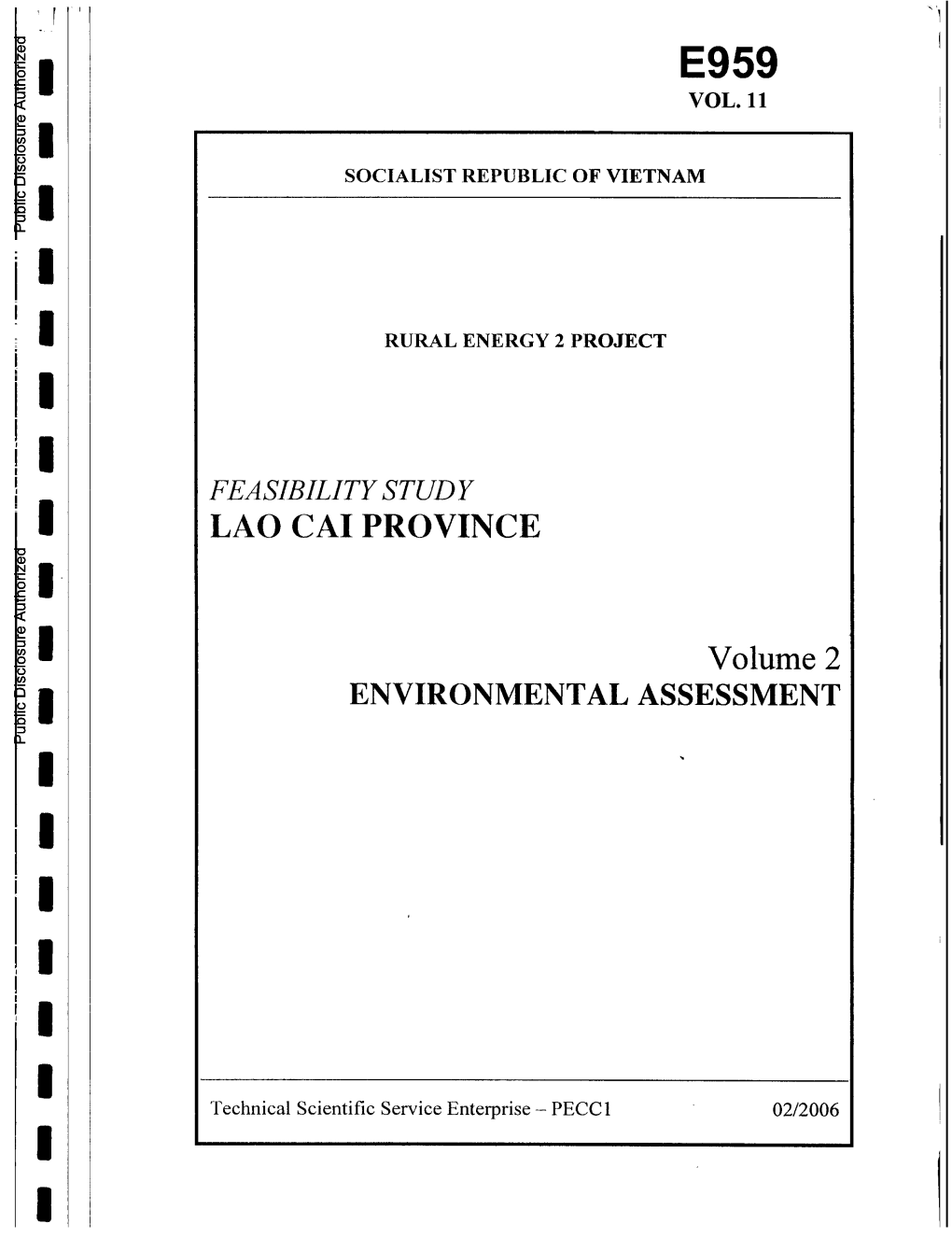 ENVIRONMENTAL ASSESSMENT Public Disclosure Authorized