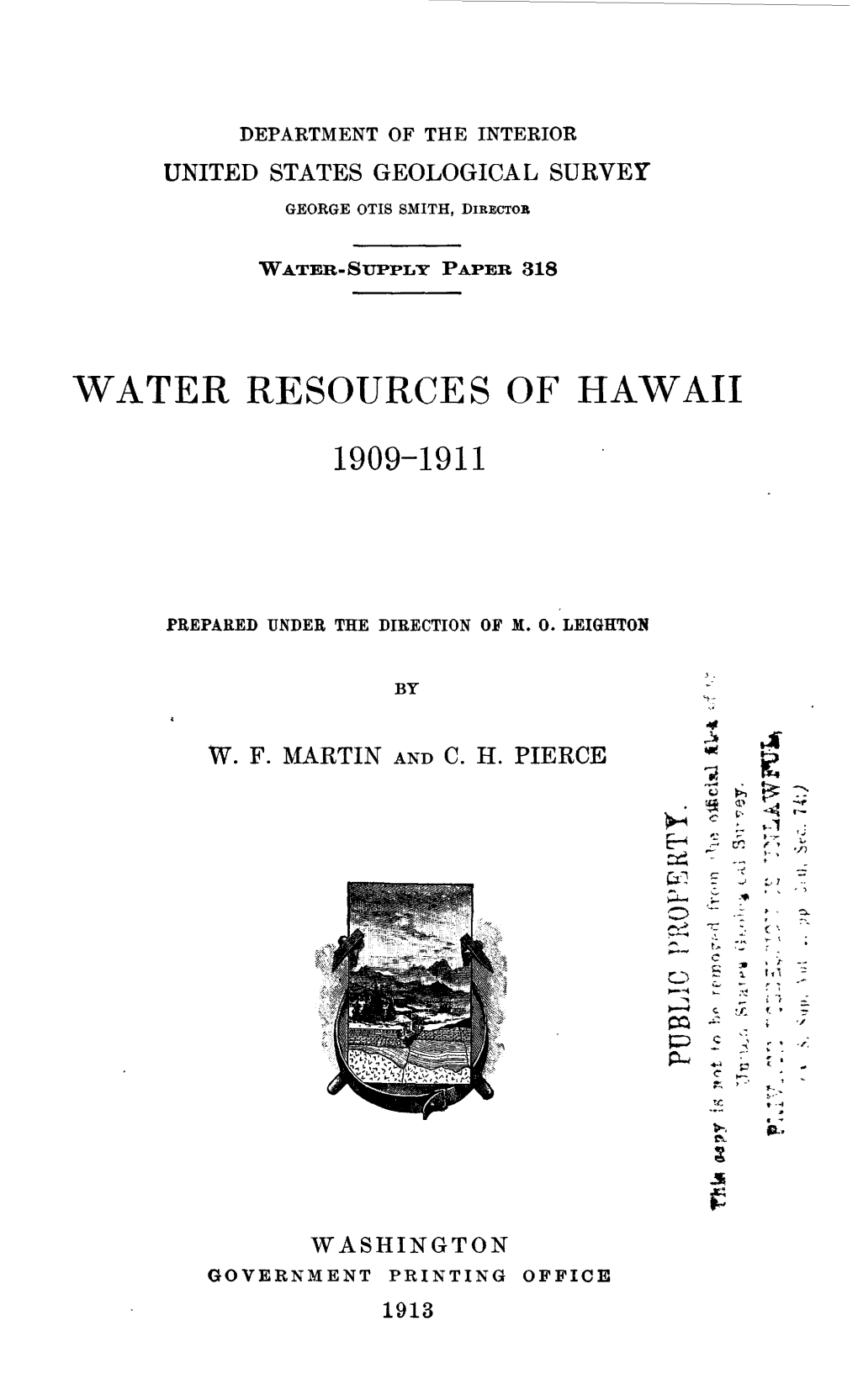 Water Resources of Hawaii 1909-1911