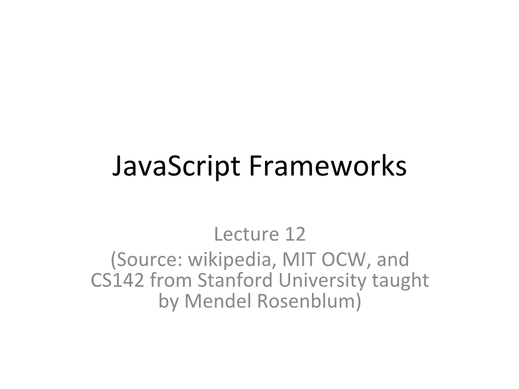 Javascript Frameworks