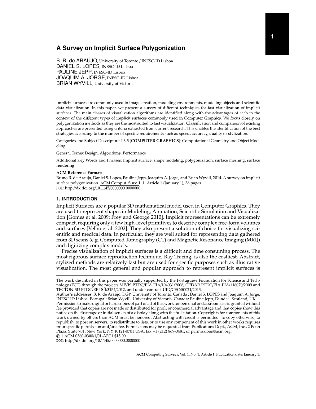 1 a Survey on Implicit Surface Polygonization