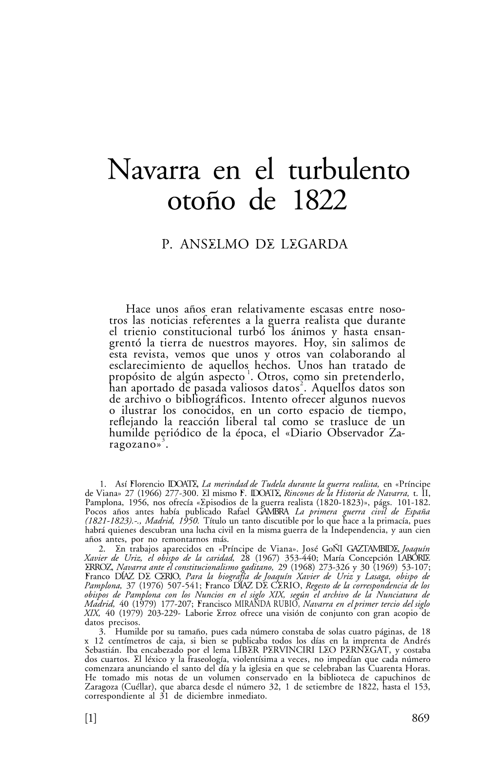 Navarra En El Turbulento Otoño De 1822