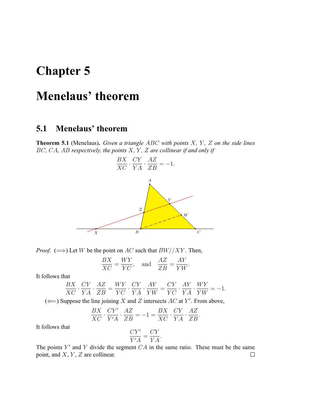 Chapter 5 Menelaus' Theorem