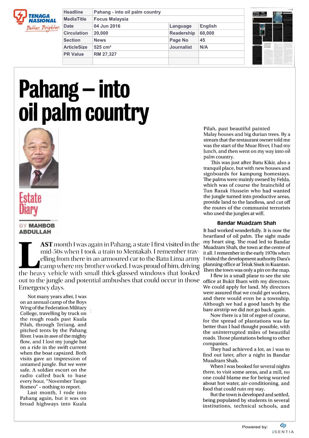 Pahangанаinto Oil Palm Country