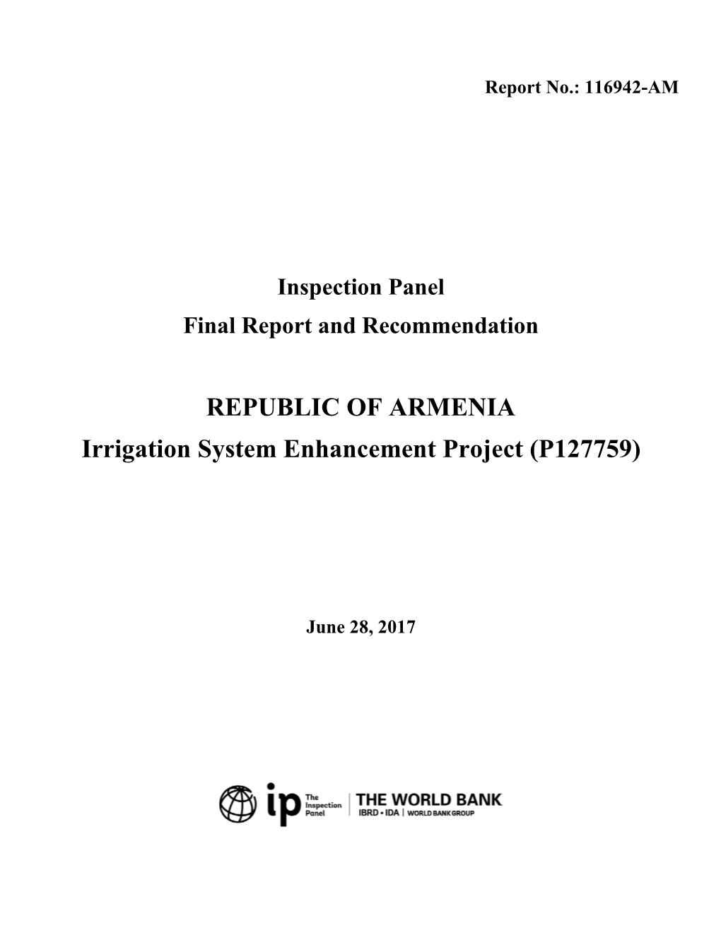 REPUBLIC of ARMENIA Irrigation System Enhancement Project (P127759)