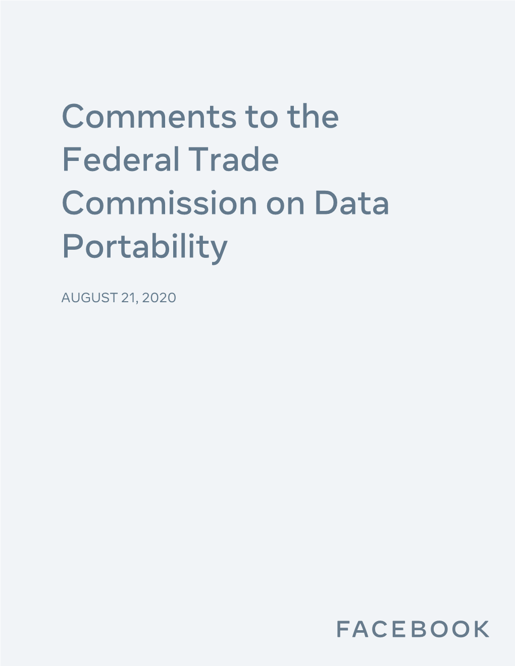 Comments to the Federal Trade Commission on Data Portability