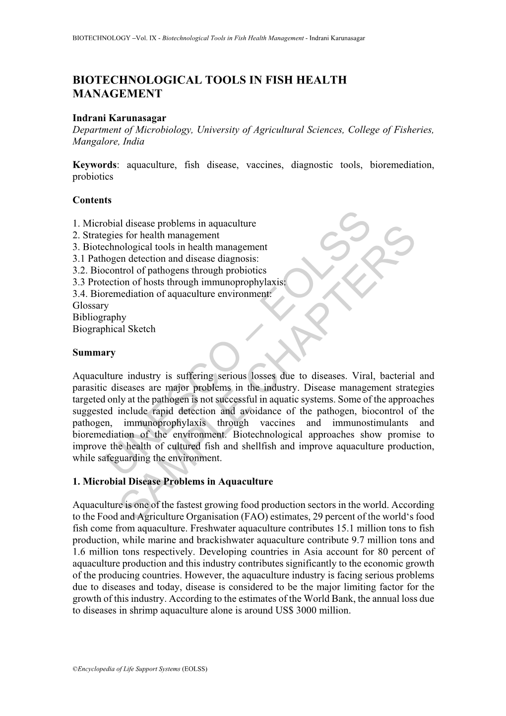 Biotechnological Tools in Fish Health Management - Indrani Karunasagar