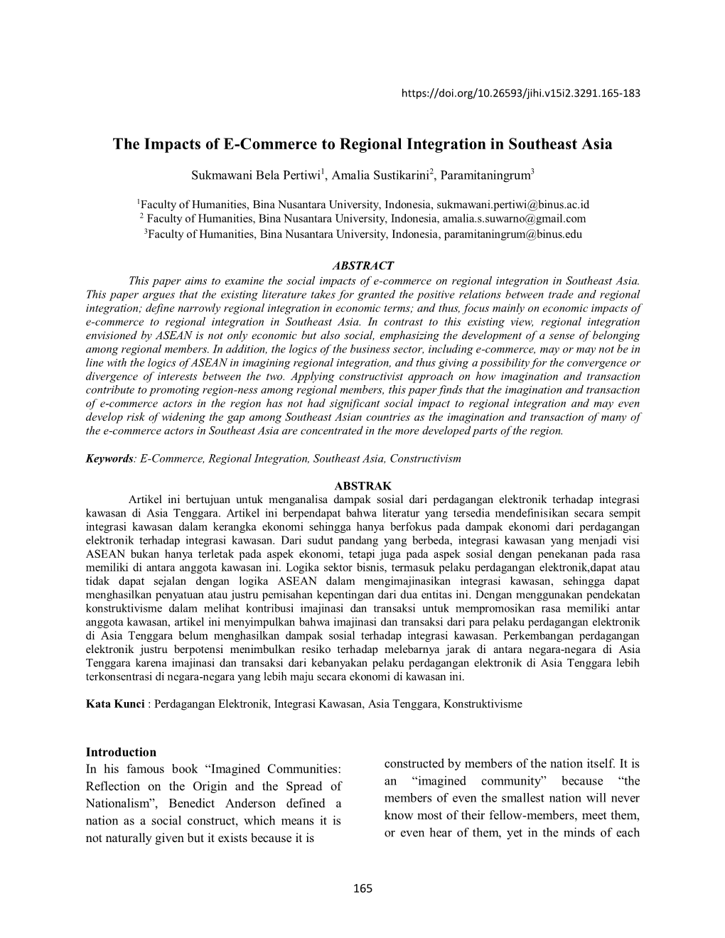 The Impacts of E-Commerce to Regional Integration in Southeast Asia