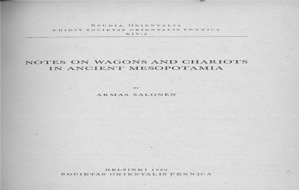 On Wagons and Chariots in Ancient Mesopotamia