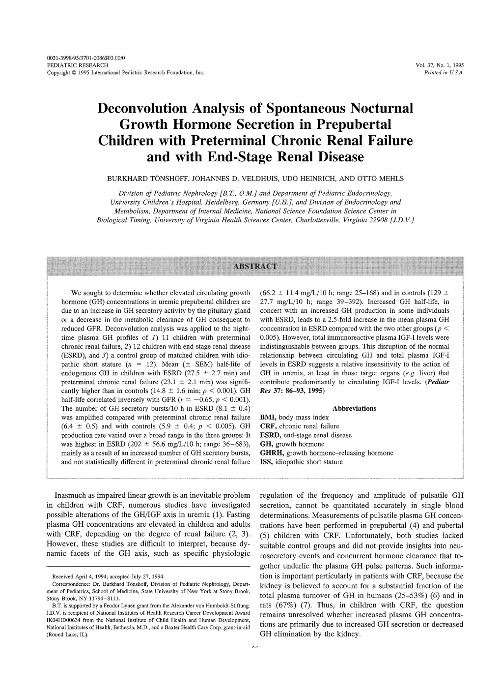 Deconvolution Analysis of Spontaneous Nocturnal Growth