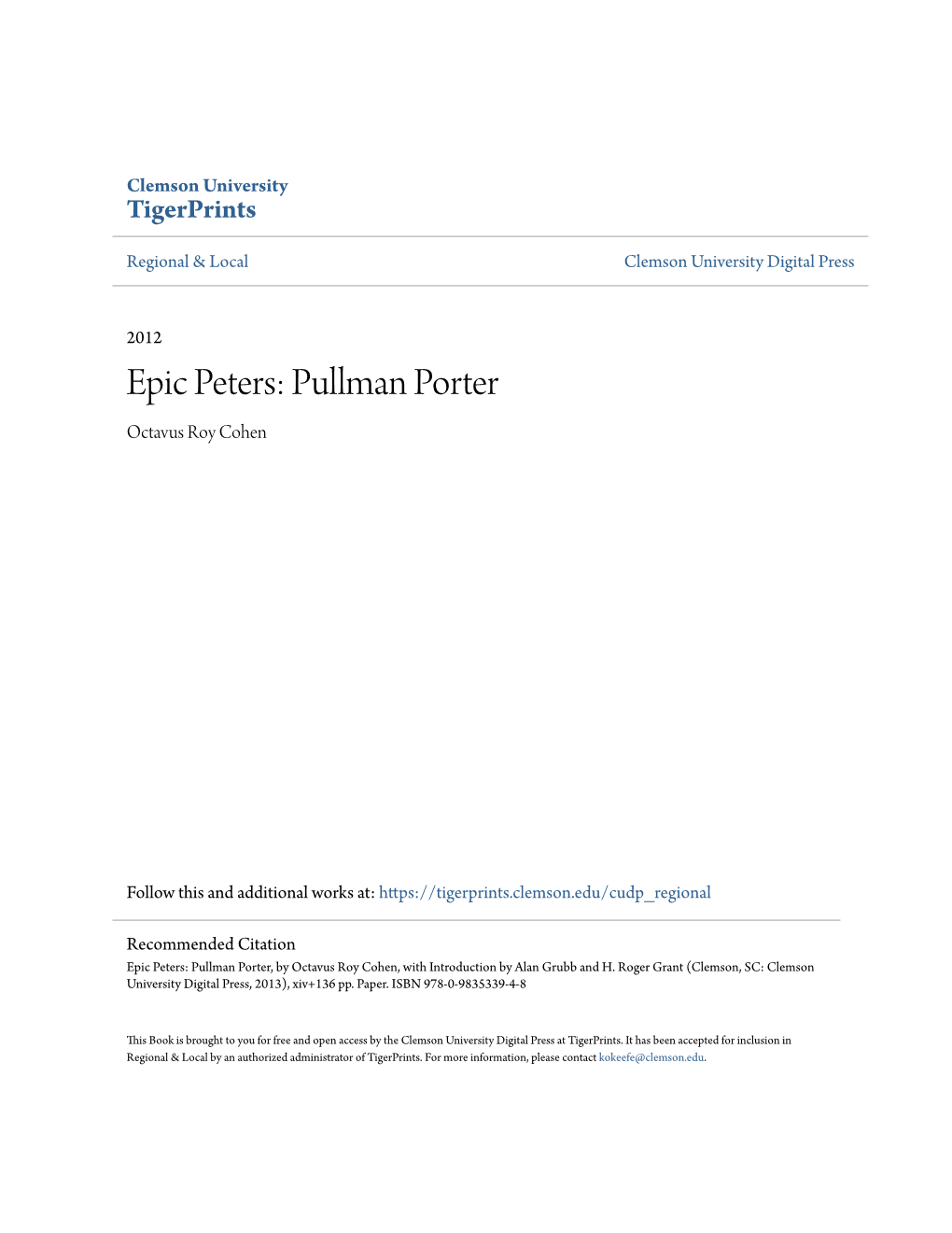 Pullman Porter Octavus Roy Cohen