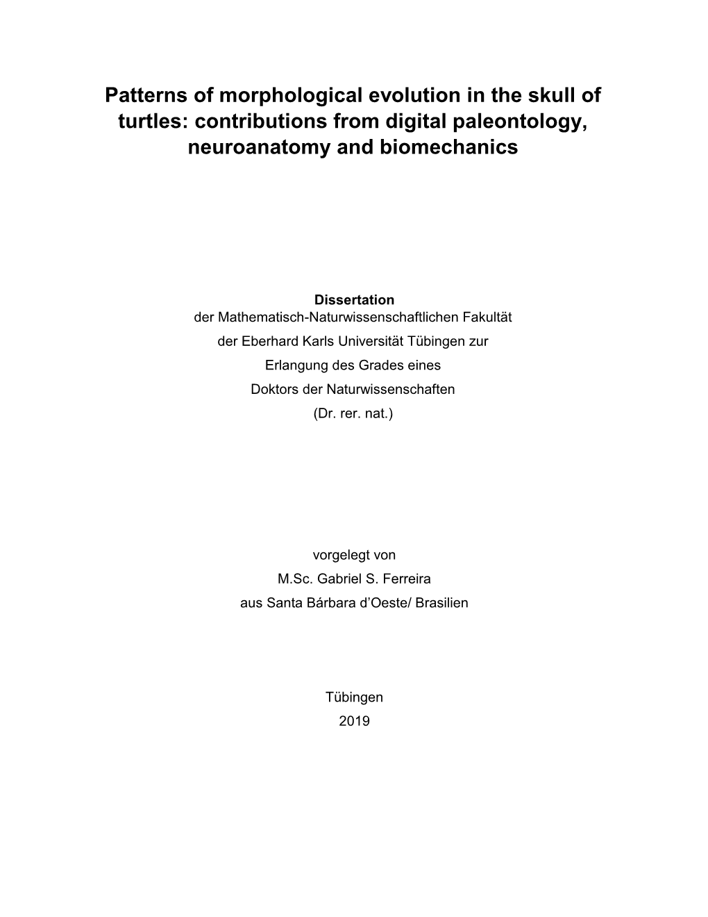 Patterns of Morphological Evolution in the Skull of Turtles: Contributions from Digital Paleontology, Neuroanatomy and Biomechanics