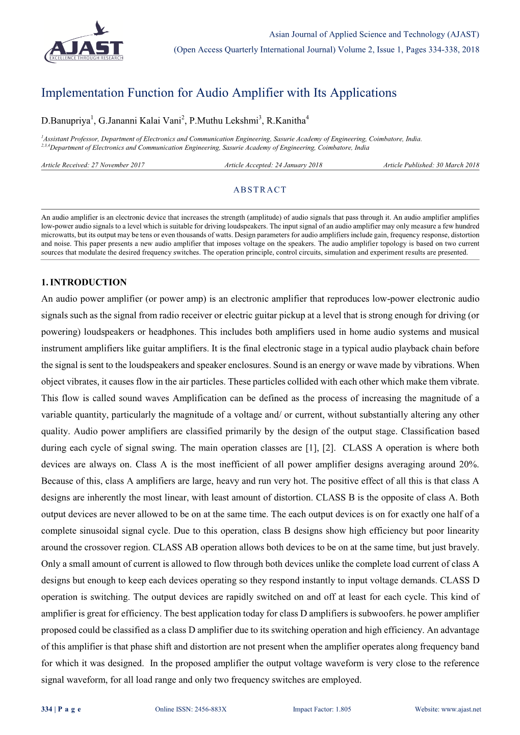 Implementation Function for Audio Amplifier with Its Applications