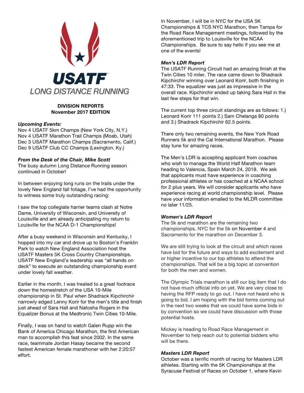 Nov 4 USATF Marathon Trail
