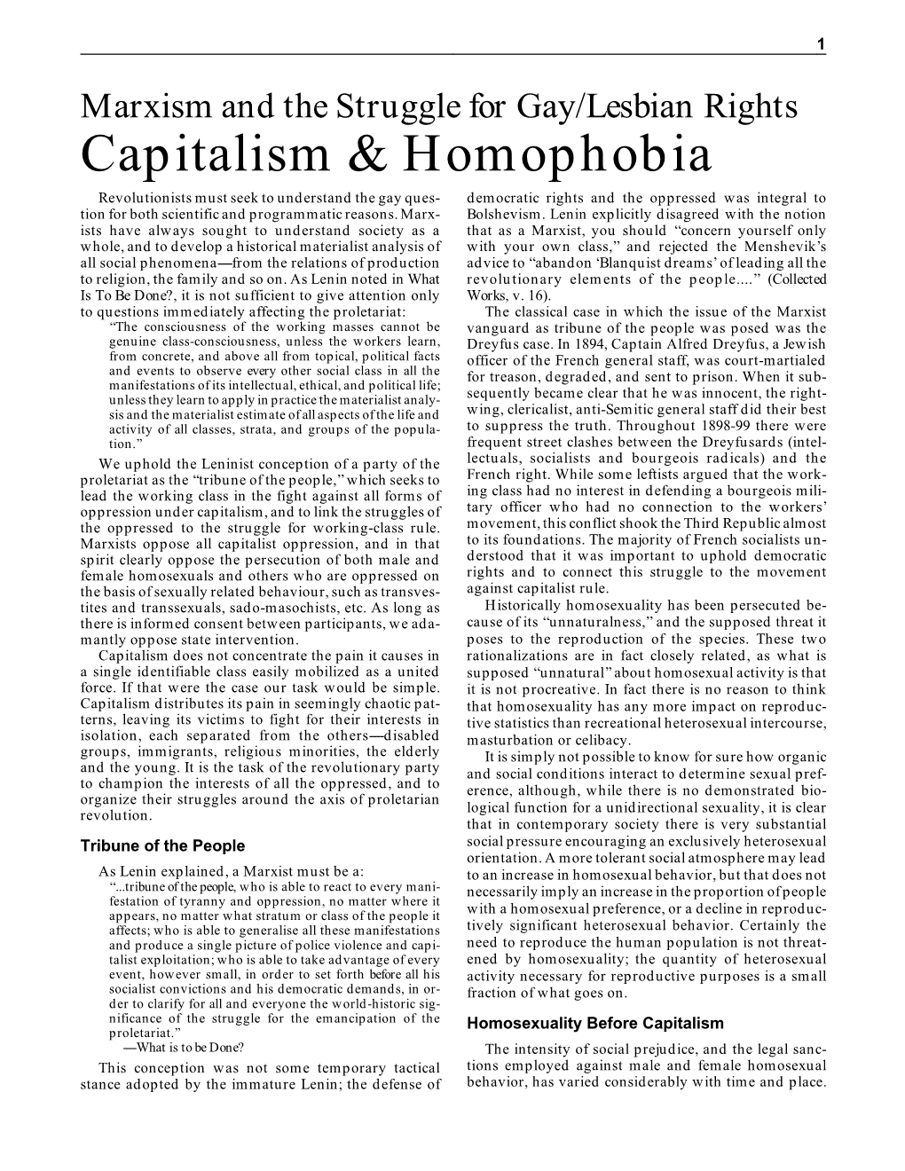 Capitalism & Homophobia