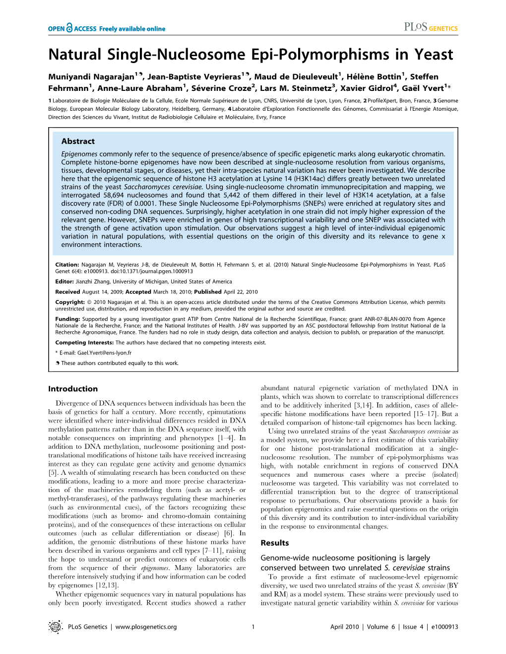 Natural Single-Nucleosome Epi-Polymorphisms in Yeast