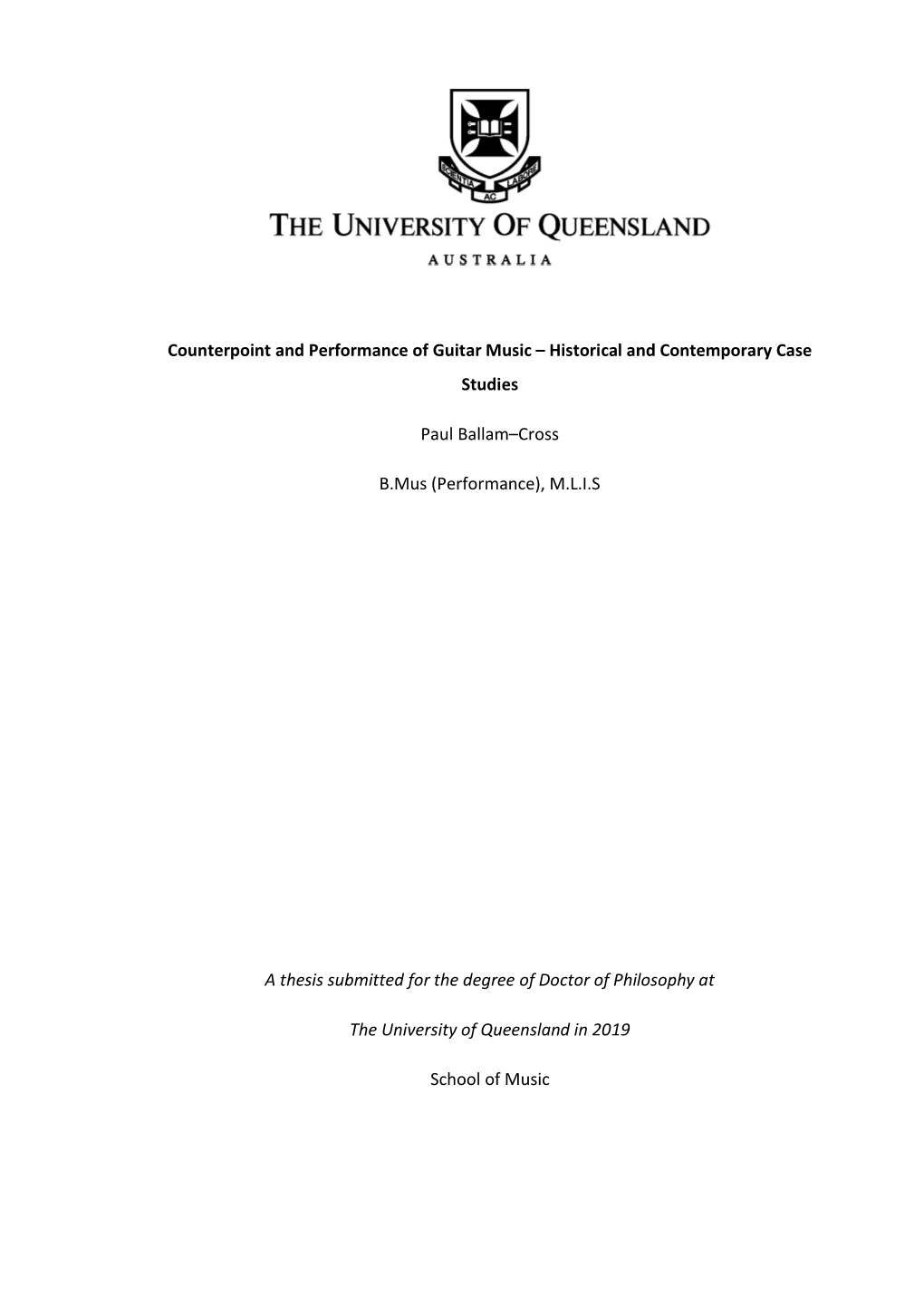 Counterpoint and Performance of Guitar Music – Historical and Contemporary Case Studies