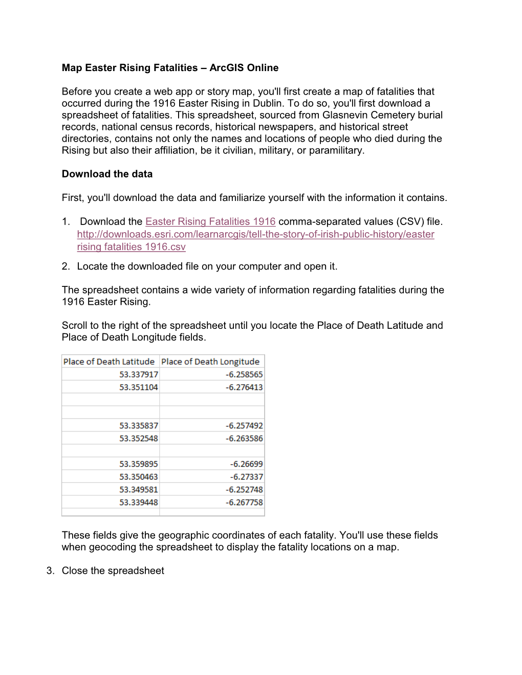 Map Easter Rising Fatalities – Arcgis Online Before You Create a Web App