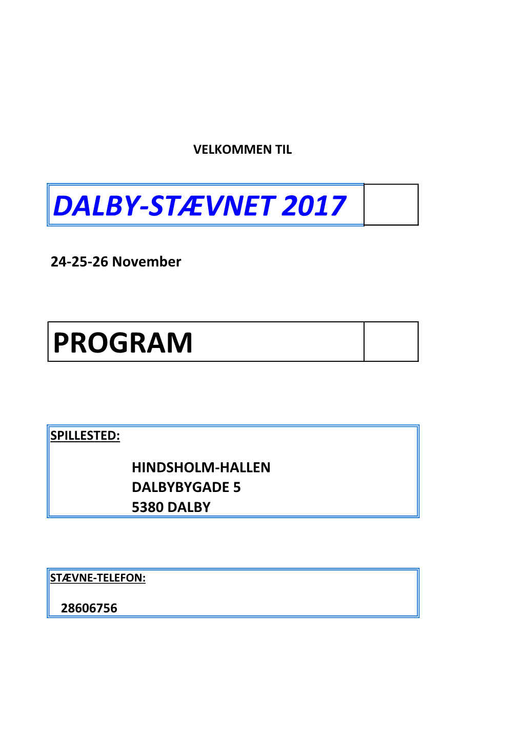 Dalby-Stævnet 2017 Program