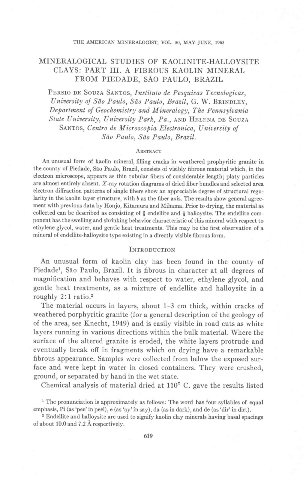 Mineralogical Studies of Kaolinite-Halloysite Clays: Part Iii