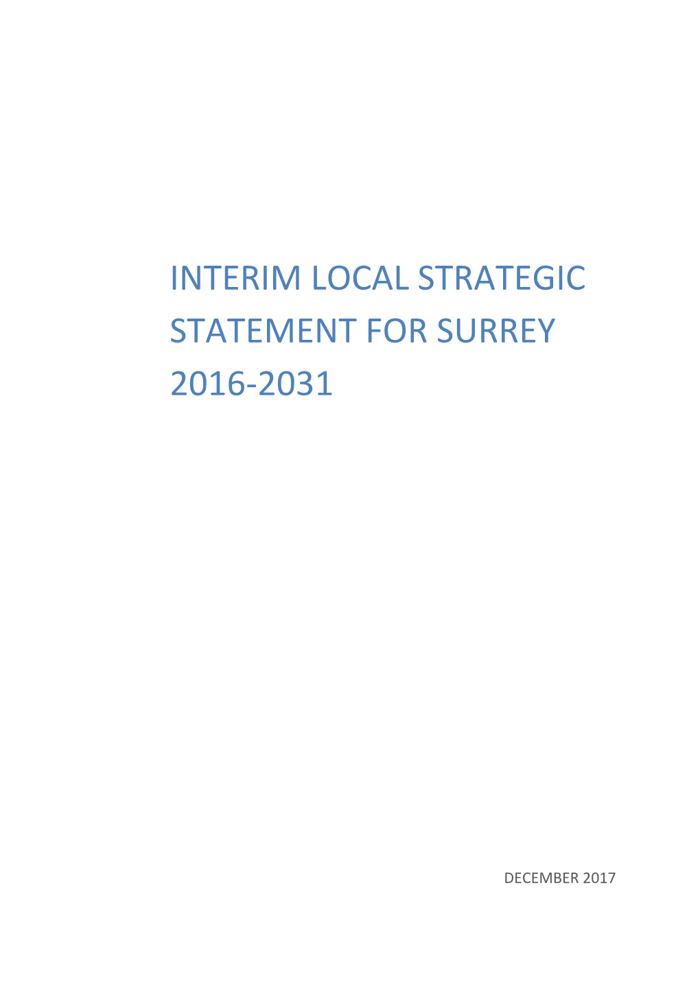 Interim Surrey Local Strategic Statement and Associated