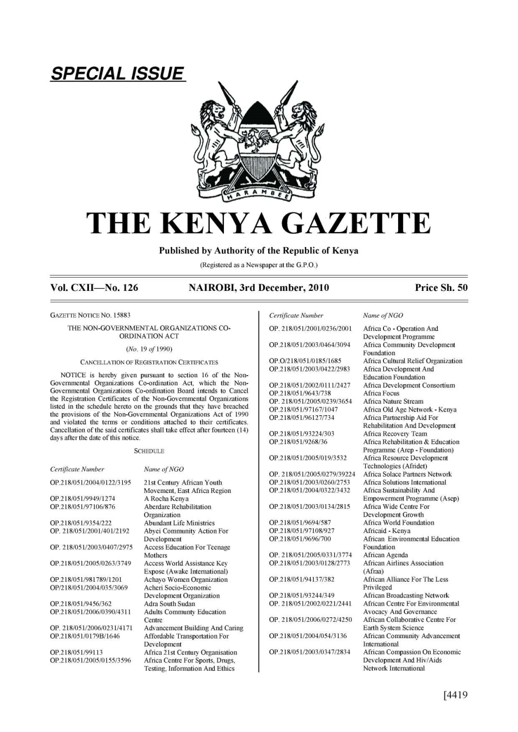 The Kenya Gazette