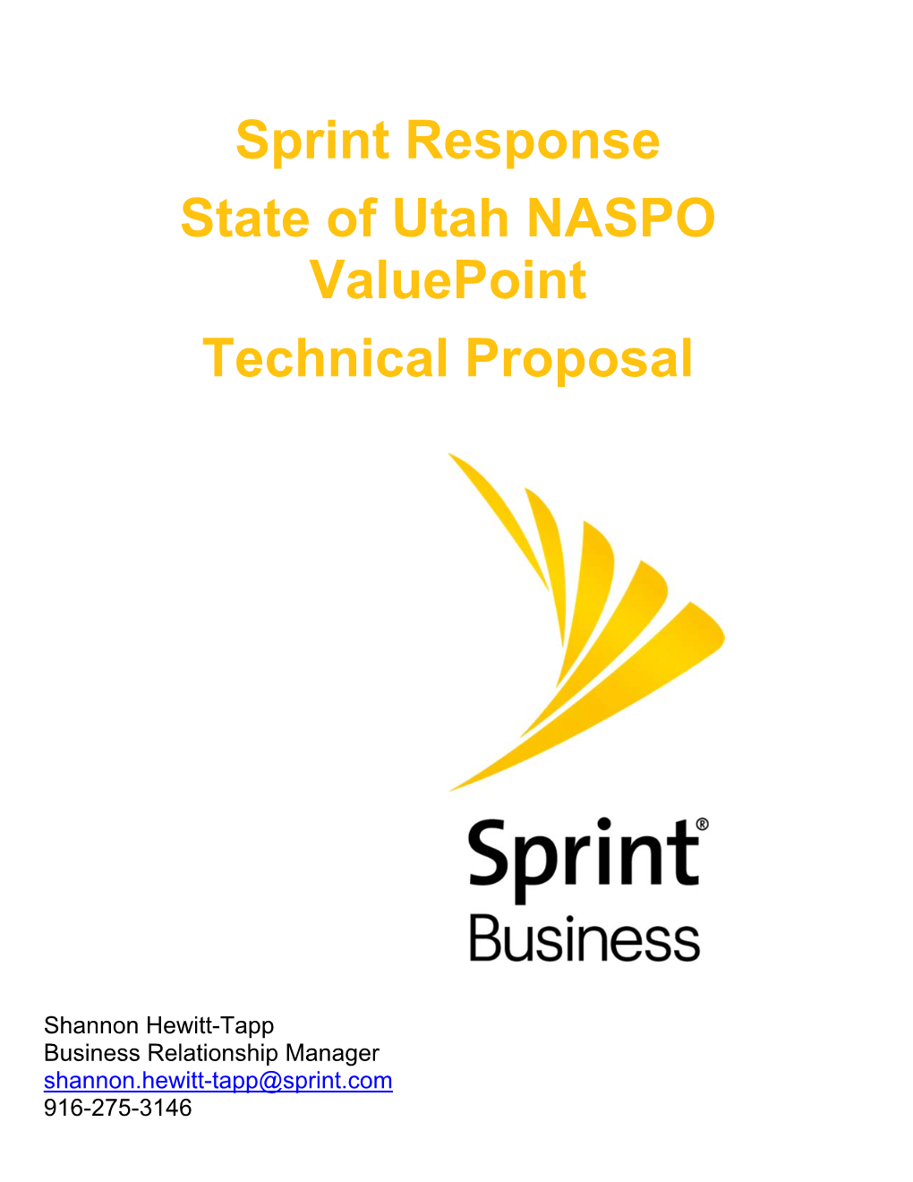 Sprint Response State of Utah NASPO Valuepoint Technical Proposal