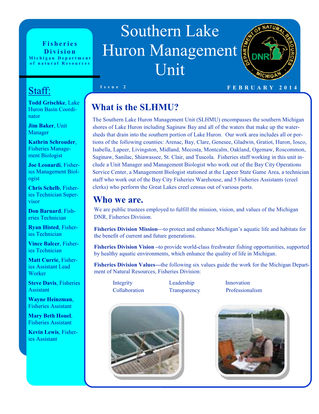 2014 Southern Lake Huron Management Unit Newsletter