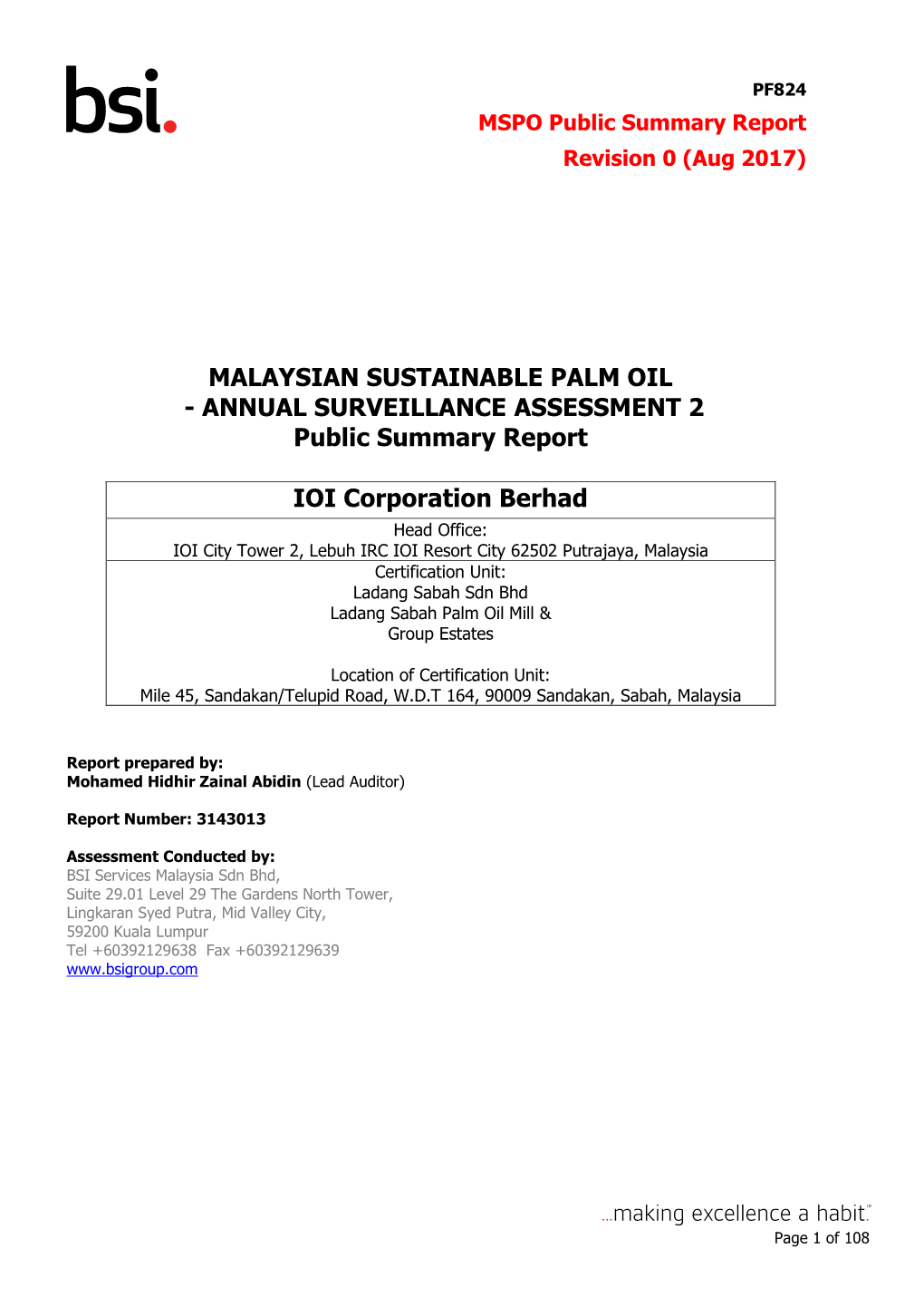 MALAYSIAN SUSTAINABLE PALM OIL - ANNUAL SURVEILLANCE ASSESSMENT 2 Public Summary Report