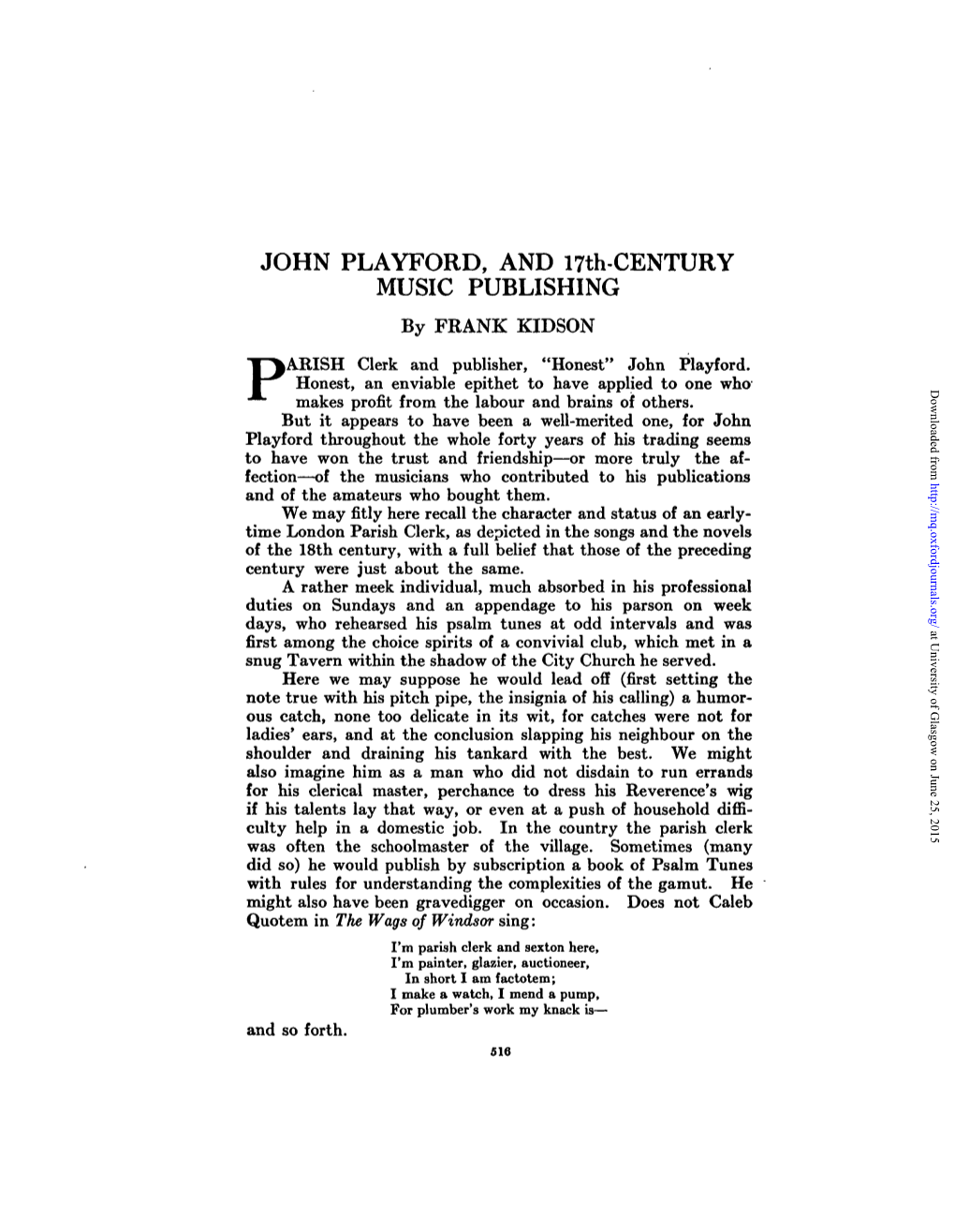 JOHN PLAYFORD, and Uth-CENTURY MUSIC PUBLISHING by FRANK KIDSON