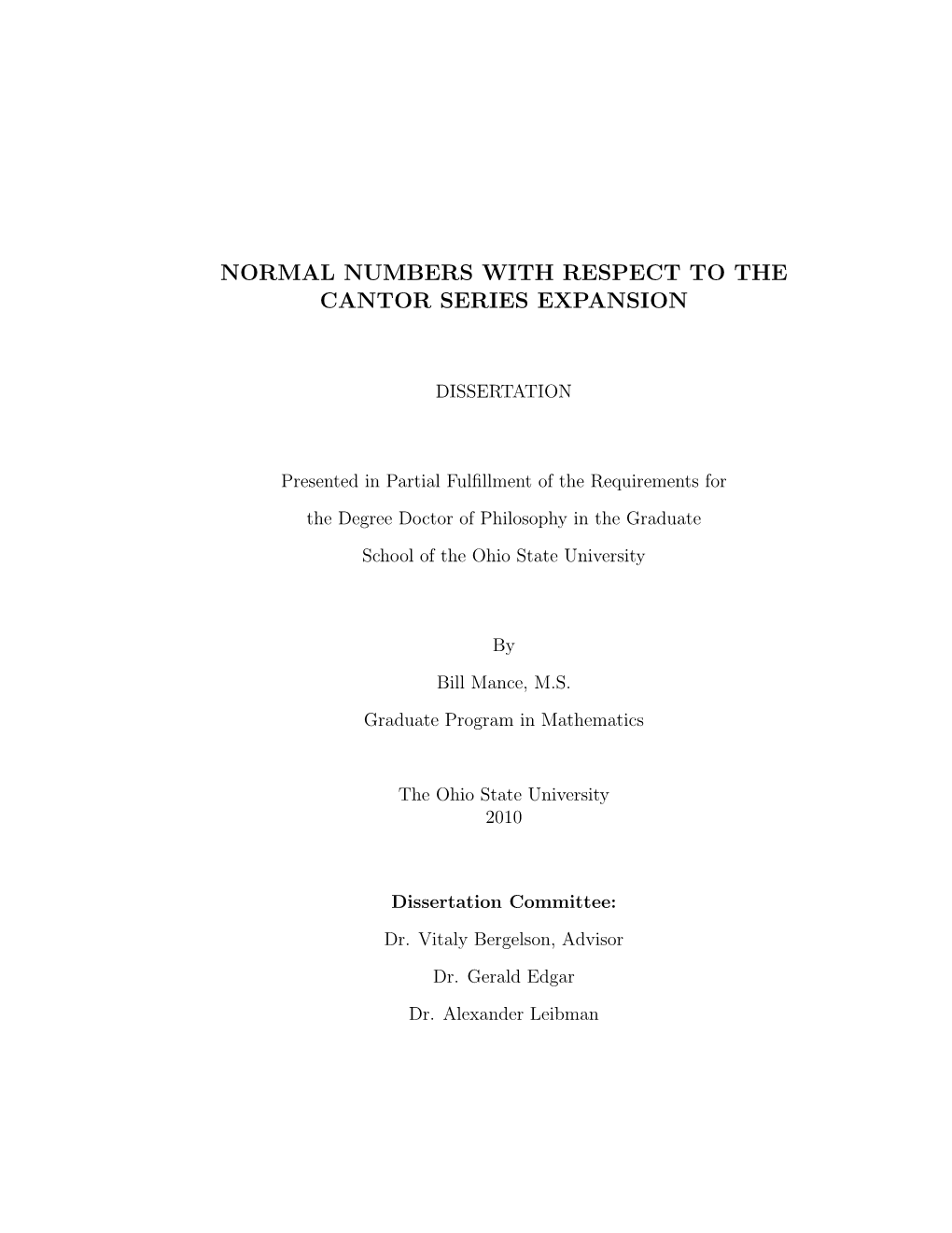 Normal Numbers with Respect to the Cantor Series Expansion