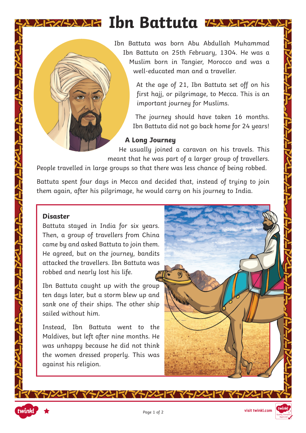 Ibn Battuta Differentiated Reading Comprehension Activity.Pdf