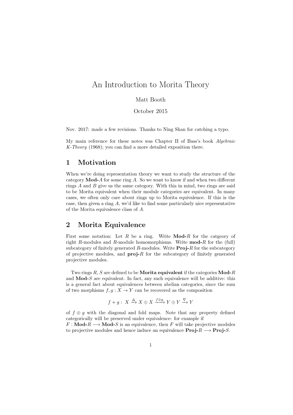 An Introduction to Morita Theory