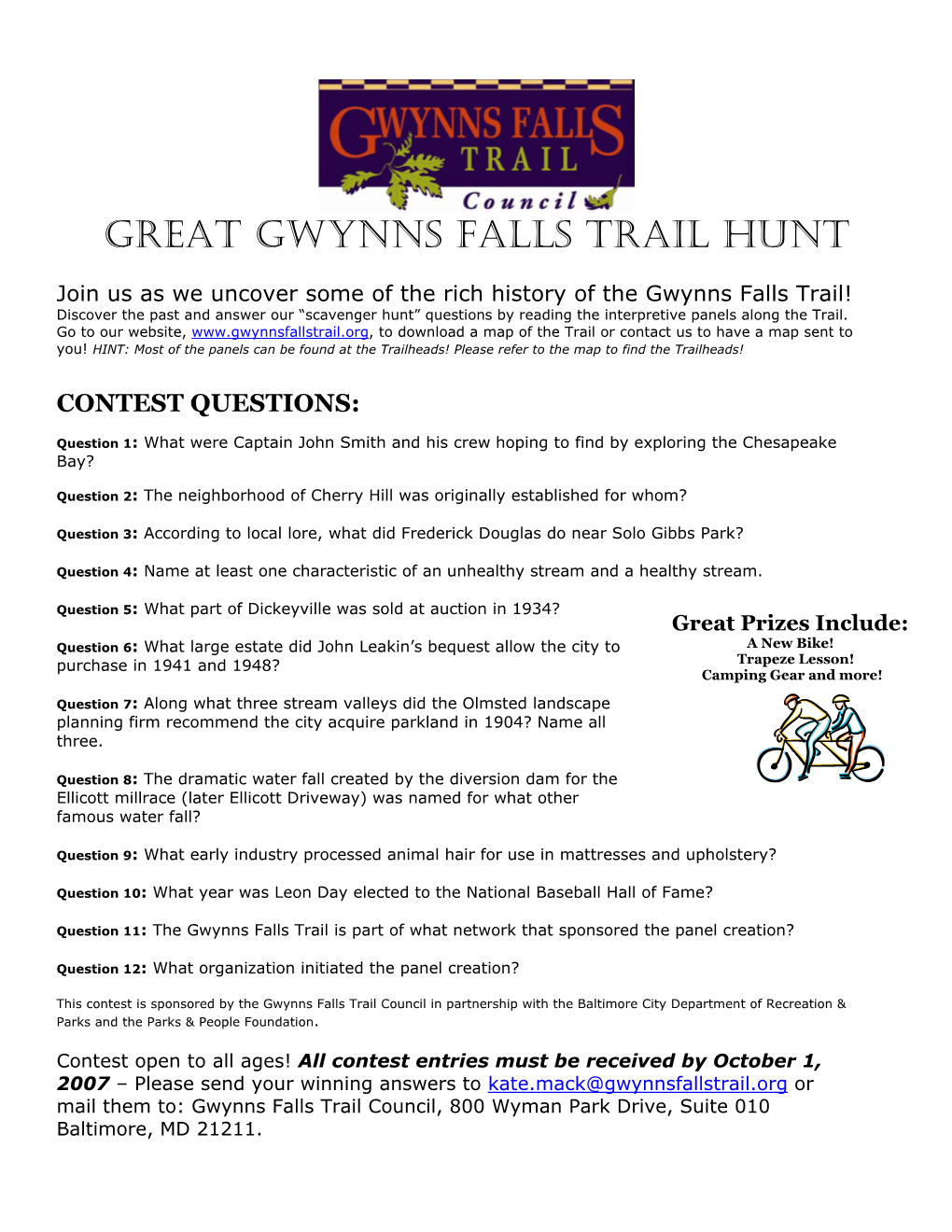 Great Gwynns Falls Trail Hunt