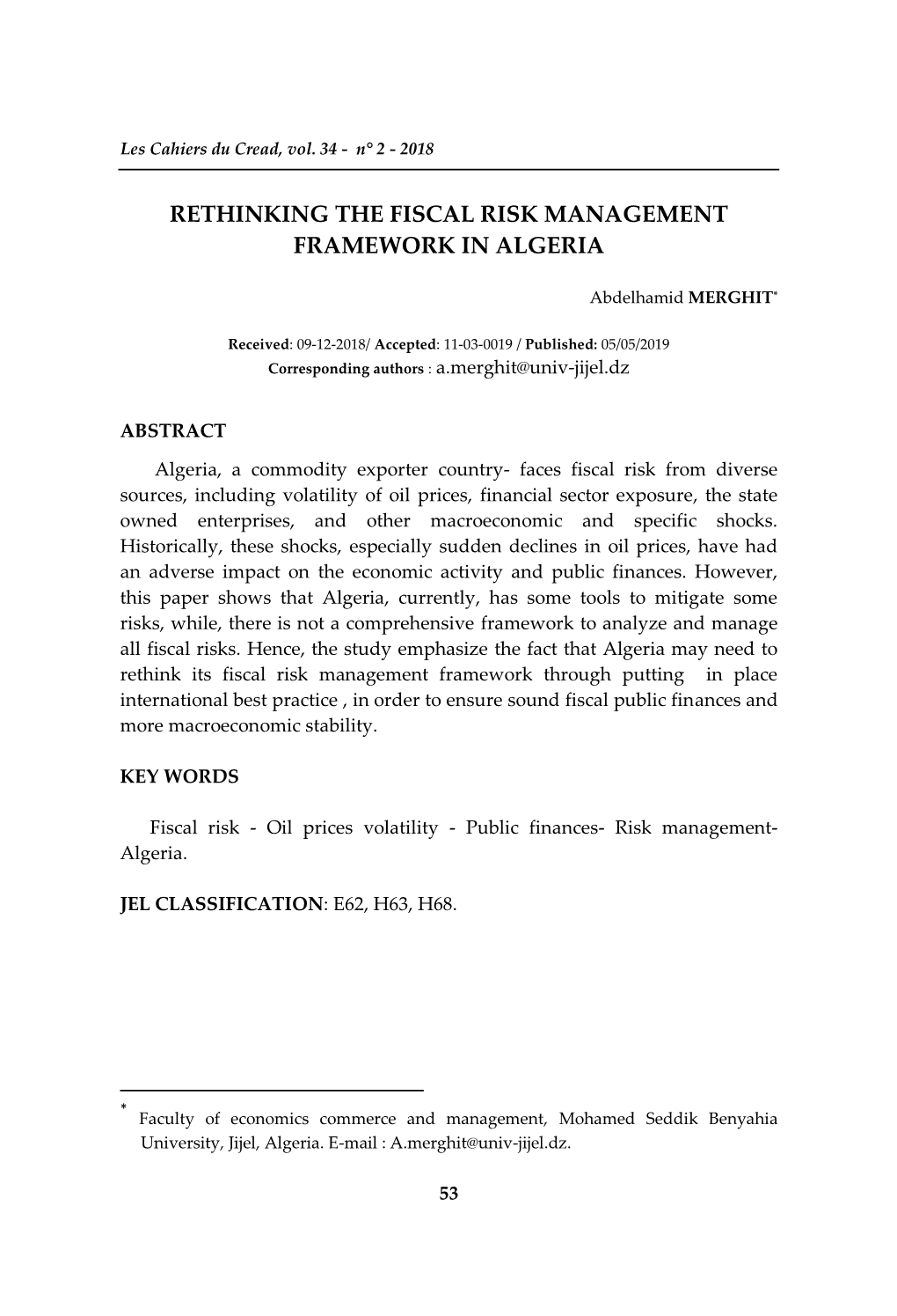 Rethinking the Fiscal Risk Management Framework in Algeria