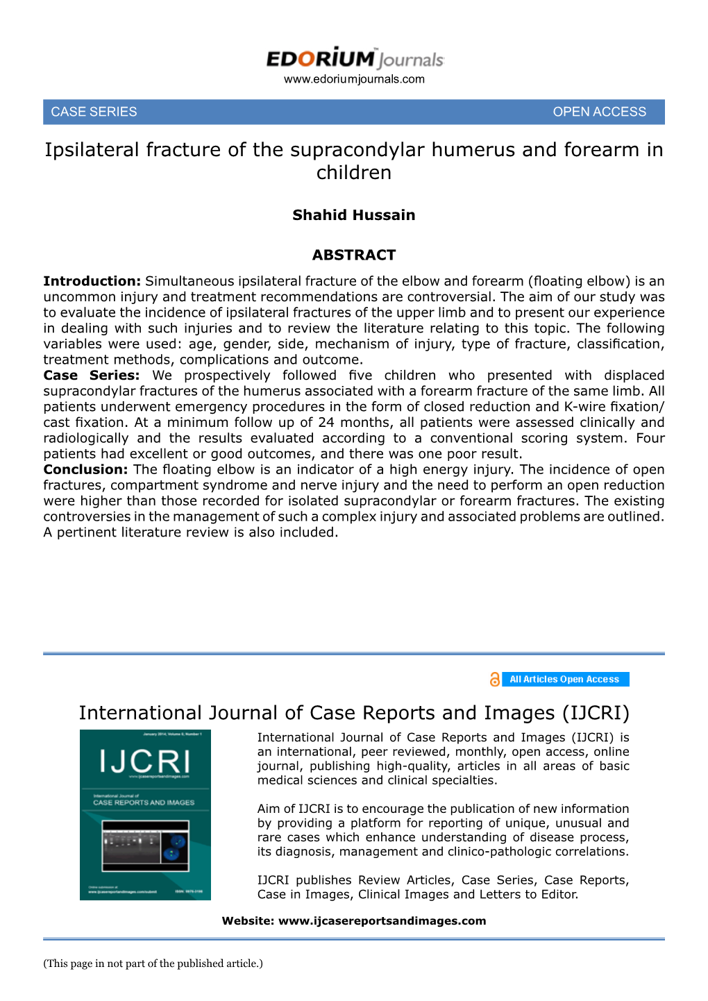 International Journal of Case Reports and Images (IJCRI) Ipsilateral