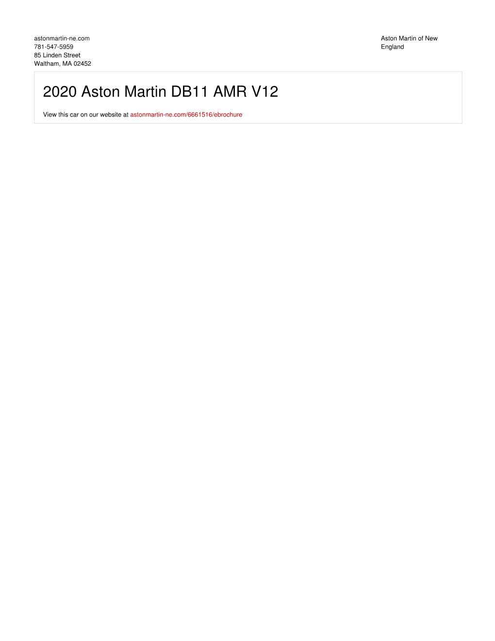 2020 Aston Martin DB11 AMR V12 | Waltham, MA | Aston Martin Of