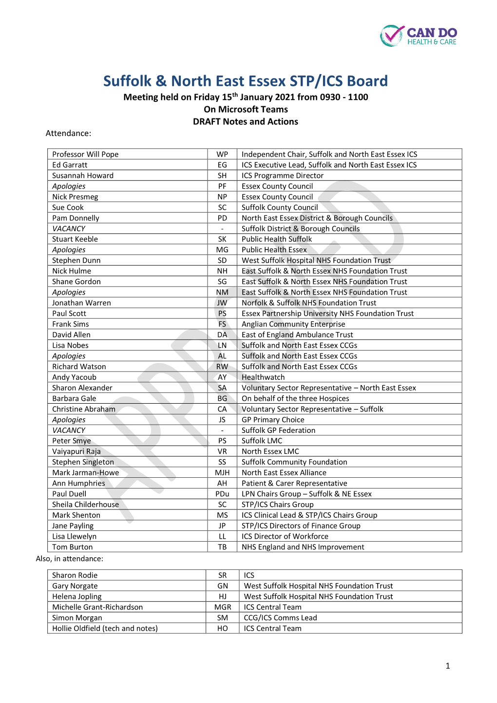 Suffolk & North East Essex STP/ICS Board