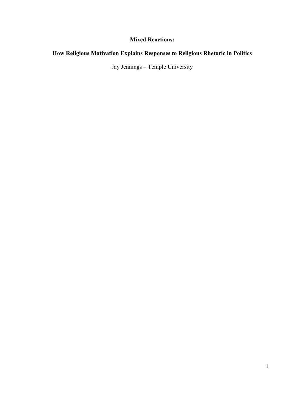 How Religious Motivation Explains Responses to Religious Rhetoric in Politics