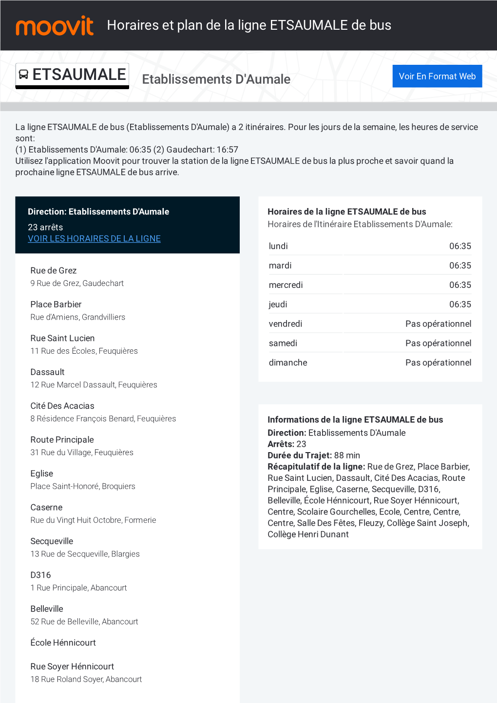 Horaires Et Trajet De La Ligne ETSAUMALE De Bus Sur Une Carte