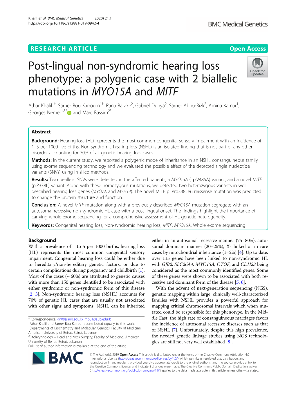 A Polygenic Case with 2 Biallelic Mutations in MYO15A and MITF