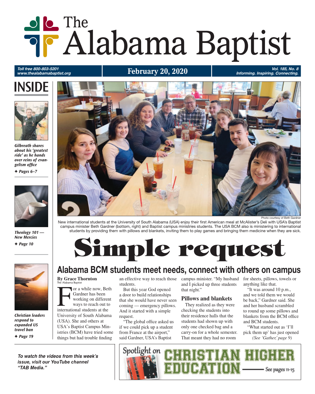 Simple Request Alabama BCM Students Meet Needs, Connect with Others on Campus by Grace Thornton an Effective Way to Reach Those Campus Minister