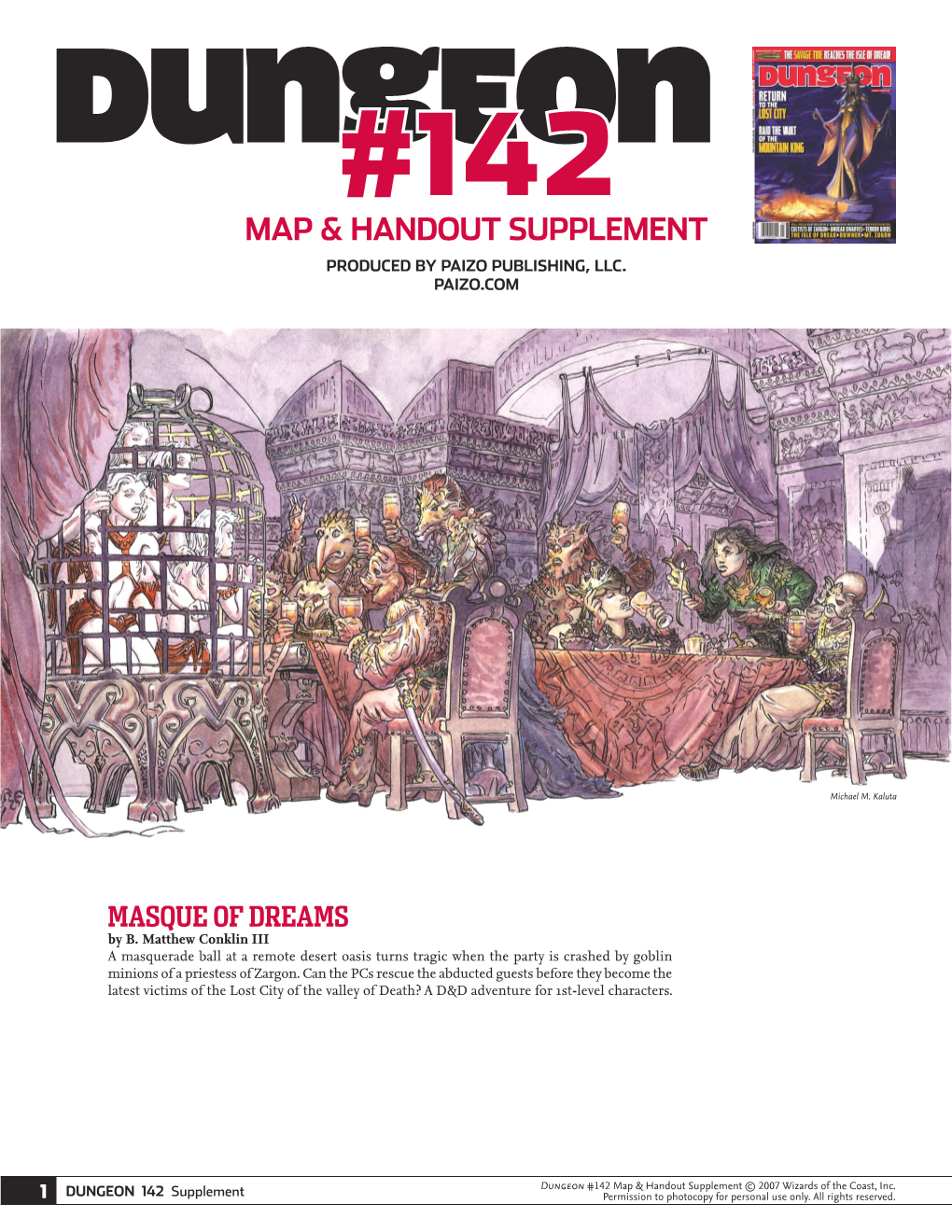 142 Map & Handout Supplement Produced by Paizo Publishing, Llc