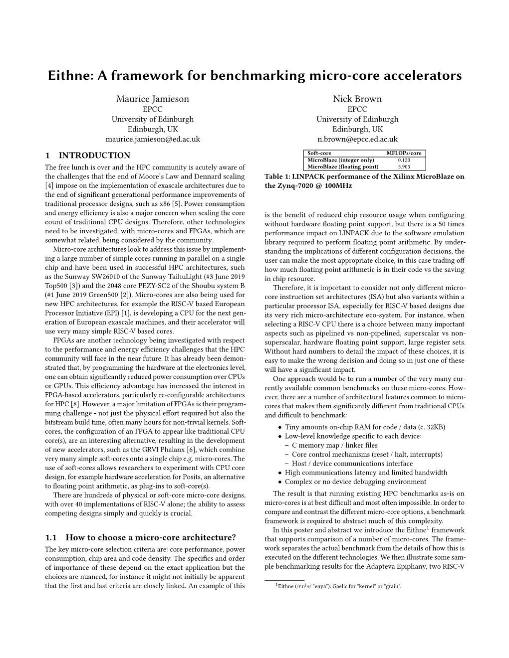 Eithne: a Framework for Benchmarking Micro-Core Accelerators