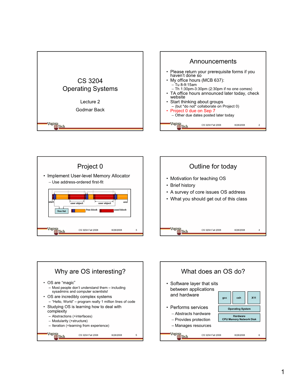 1 CS 3204 Operating Systems Pgy Announcements