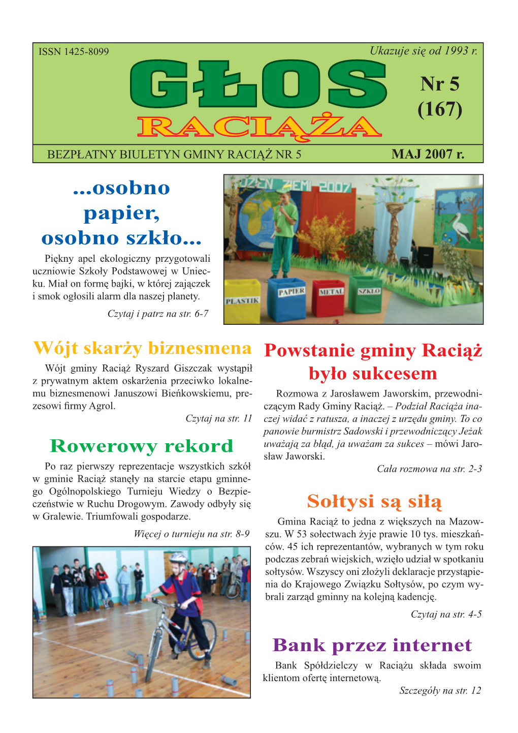 RACIĄŻA BEZPŁATNY BIULETYN GMINY RACIĄŻ NR 5 MAJ 2007 R